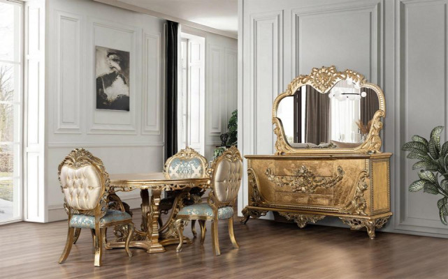 Mesa de comedor barroco dorado Mesa redonda Mesas redondas de madera Mesas de 173cm