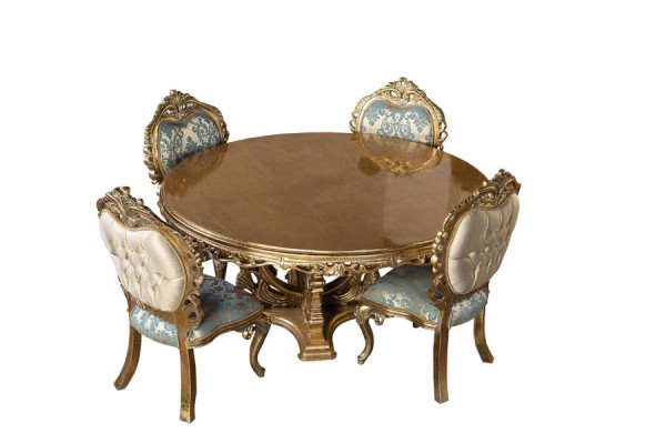 Mesa de comedor barroco dorado Mesa redonda Mesas redondas de madera Mesas de 173cm