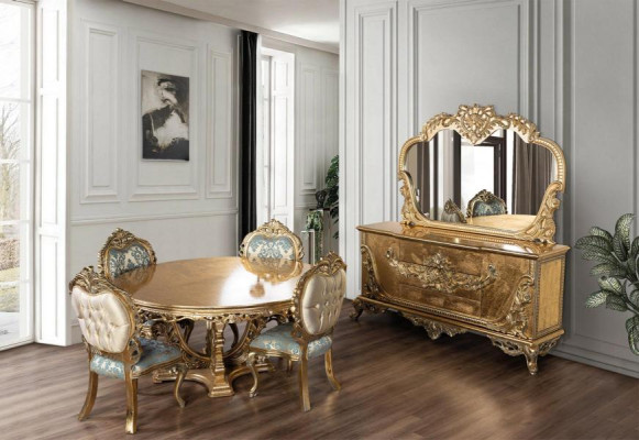 Juego de cómoda y espejo de madera en grupo, muebles barrocos.