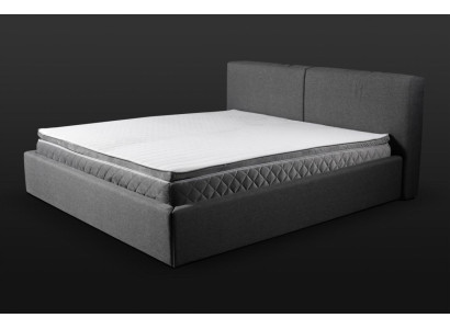 Cama doble gris acolchada con diseño de cama con almacenamiento de tela elegante