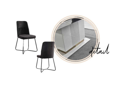 Juego de sillas de comedor de diseñador con estructura de metal, 1 sillón para salón, club, hotel y muebles.