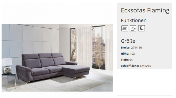 Sofá cama Sofá tapizado Funciones Sala de estar Sofá esquinero Conjunto de asientos textiles