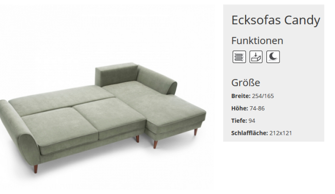 Diseño Sofá cama Sofá Tapizado Sala de estar Esquina de tela Textil