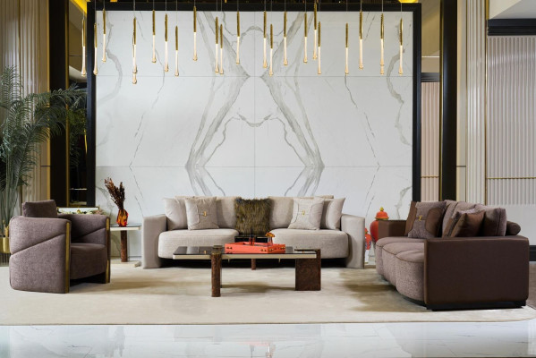 Conjunto de sofás 3+2+1 asientos moderno Sillón relax estilo moderno 3 piezas Textil Tela