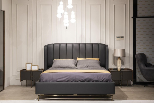 Dormitorio Set Cama 2x Mesita de Noche Armario Tocador con Espejo de 5 piezas