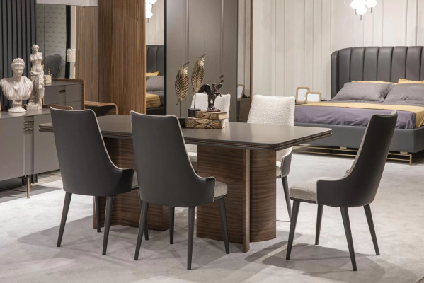 Juego de comedor de lujo, mesa de comedor, 6 sillas, aparador, conjunto de comedor, 8 piezas.