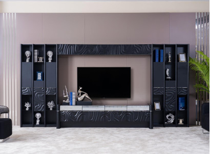 Mueble de salón de madera moderno con estante estilo TV Wall Unit Tv Stand.