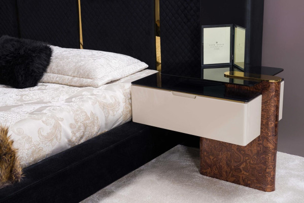 Conjunto de dormitorio moderno: cama, 2 mesitas de noche, muebles de diseño de 3 piezas