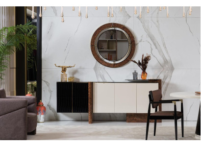 Mueble aparador con espejo lujoso conjunto de tocador de madera cómodas clásicas