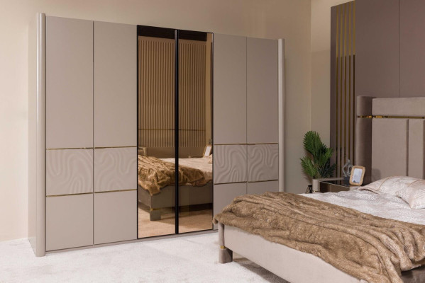Armario de ropa Armario de lujo Dormitorio Armarios Muebles Madera Taupe