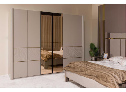 Armario de ropa Armario de lujo Dormitorio Armarios Muebles Madera Taupe