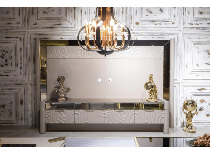 Mueble de salón de lujo RTV Lowboard Soporte de TV Beige Nuevo.