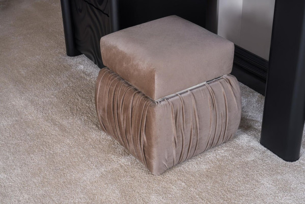 Tocador con espejo Taburete Maquillaje Dormitorio Diseño Muebles Madera 2 piezas.
