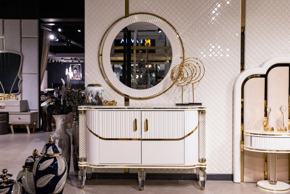 Dormitorio conjunto Lujo Cama 2x Mesita de Noche Armario Cómoda con Espejo 5 piezas