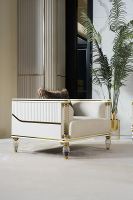 Conjunto de diseño de sillón de lujo Relax de tela blanco sillón de relax sillón de lujo moderno