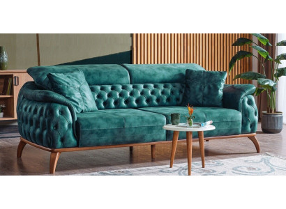 Sofá de diseño Chesterfield de lujo de 3 plazas, sofá tapizado en tela nuevo.