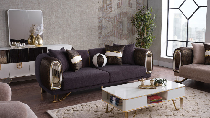 Prestigiosa sala de estar de 3+3+1, conjunto de sala de estar con dos sofás y sillón nuevos.