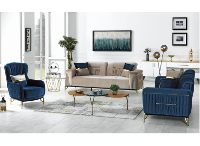 Sofá de diseñador 3+3+1 asientos Nuevo juego de sala de estar de sofás acolchados