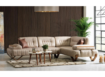 Sofá esquinero conjunto de salón color beige en forma de L, sofá nuevo, sofá esquinero de lujo para la sala de estar, nuevo.