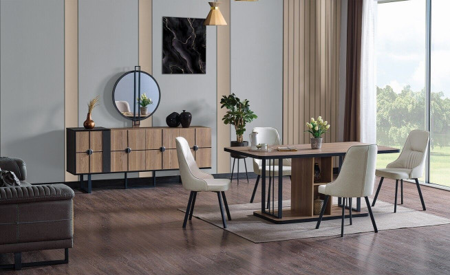 Luxus comedor conjunto mesa de comedor 6 sillas aparador juego de comedor set de 8 piezas