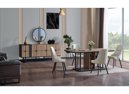 Luxus comedor conjunto mesa de comedor 6 sillas aparador juego de comedor set de 8 piezas