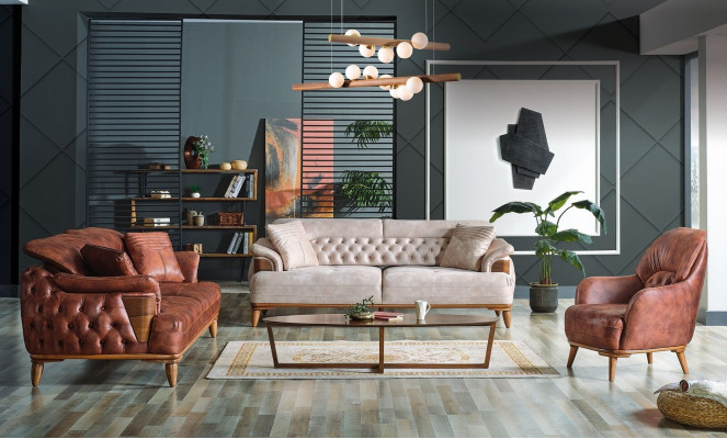 Clásico conjunto de sofá 3+3+1 plazas Chesterfield, sillón reclinable, muebles de sofá nuevos.