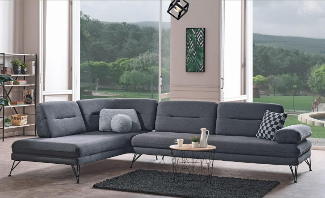 Sofá esquinero en forma de L de tela, sofá esquinero Premium, sofá tapizado en forma de L, moderno.