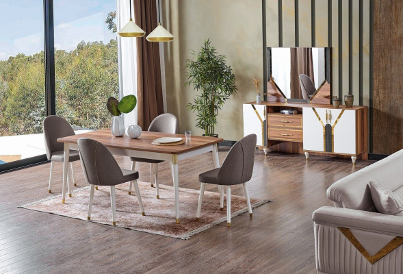 Conjunto de comedor de lujo, mesa de comedor + 6 sillas + aparador nuevo Conjunto de 8 piezas.