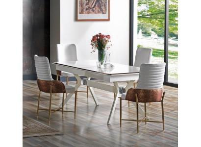 Conjunto de sillas de comedor Set 6x sillas + mesa de comedor Grupo de muebles de lujo Conjunto Nuevo
