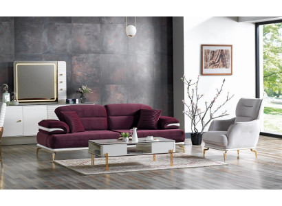 Conjunto de sofá de 3 plazas + 1 sillón, moderna sala de estar relajante conjunto de muebles