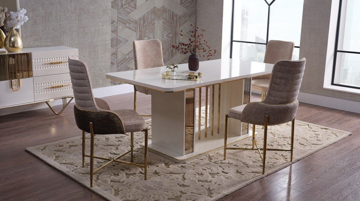Mesa de comedor de lujo con 6 sillas + mesa de comedor grupo de comedor conjunto de sillas aparador