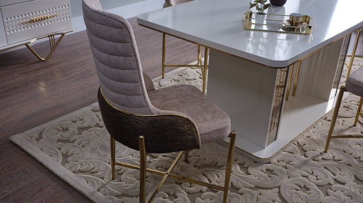 Mesa de comedor de lujo con 6 sillas + mesa de comedor grupo de comedor conjunto de sillas aparador