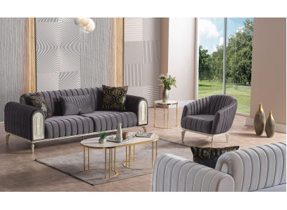 Sofá de 3 plazas más 1 sillón, conjunto de sillones modernos de relax en gris.