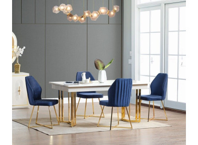 Juego de comedor de lujo con 6 sillas + mesa de comedor Conjunto de comedor Sillas con respaldo modernas