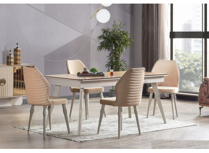 Mesa de comedor de diseñador completo con 6 sillas, conjunto de muebles de comedor de diseñador nuevo.