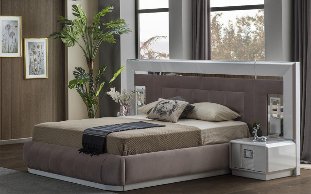 Dormitorio Juego completo Cama 2x Mesita de noche Armario Nuevo Diseño 4 piezas.