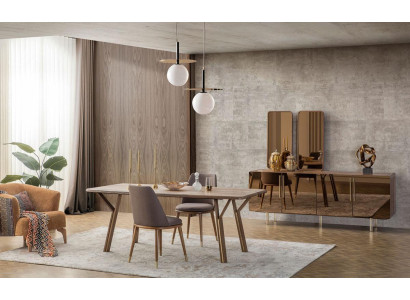 Juego de comedor conjunto 6 sillas + mesa de comedor + aparador + espejo Conjunto comedor diseñador nuevo