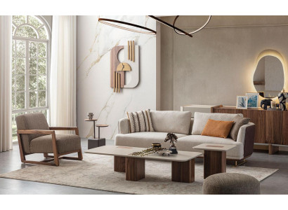 Juego de sofá de lujo para sala de estar, juego de sofá 3+1, mesa de centro, mesa auxiliar