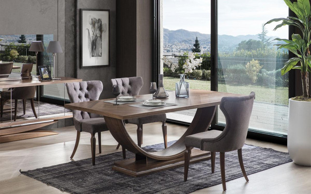 Juego de comedor 6 sillas Mesa aparador Espejo Set Comedor Diseñador Nuevo