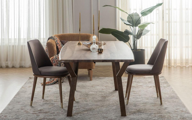 Conjunto de sillas de comedor 6x + mesa de comedor Grupo de muebles de lujo conjunto de comedor