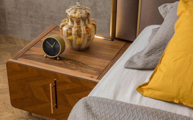 Conjunto moderno de dormitorio cama + 2 mesitas de noche, muebles de diseño, nuevo, 3 piezas.