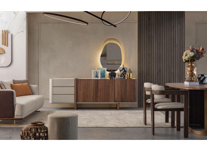Aparador armario de alto brillo Muebles de madera de lujo Cómoda con espejo de lujo Nuevo