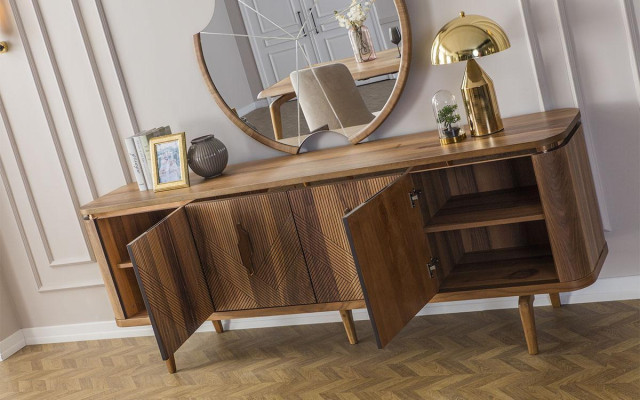 Aparador Espejo Sala de Estar Diseñador de Lujo Moderno Marrón Nuevo