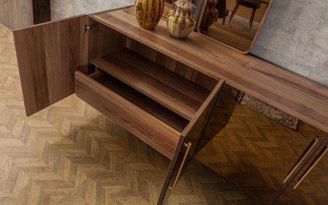 Mueble con 2 espejos conjunto de lujo de aparador de madera moderno.