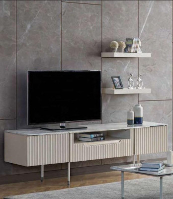 Rtv con 2 estantes, mesa de televisión, aparador de salón mesa diseño moderno de madera