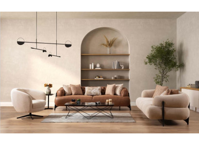 Sofá 3+3+1 plazas de tela de madera Sofá de 3 plazas Moderno Sillón Nuevo Juego completo