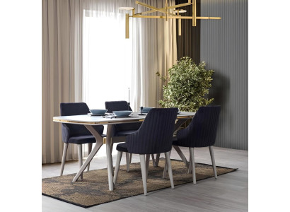 Conjunto moderno de comedor de 7 piezas. Mesa 6 sillas. Conjuntos de comedor modernos.
