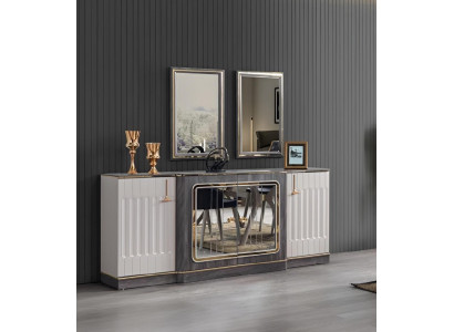 Moderno aparador con 2 espejos, mueble de diseño para sala de estar cajonera de madera.