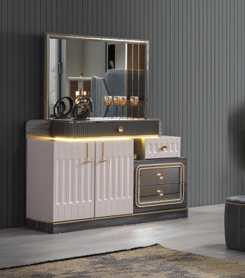 Cómoda espejo lujo consola aparador diseño dormitorio cómodas.