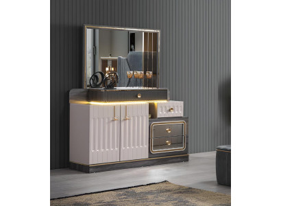 Cómoda espejo lujo consola aparador diseño dormitorio cómodas.